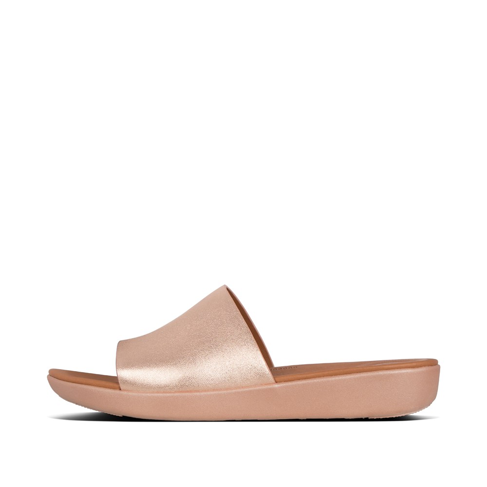 Fitflop Womens Slides Rose Gold - Sola Leather - PI2564309